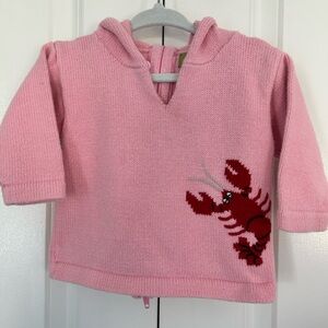 Claver baby girl pink lobster sweater size 12 months wear 2 ways coastal beach